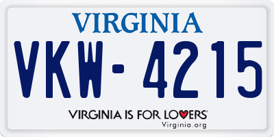 VA license plate VKW4215