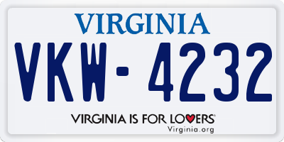 VA license plate VKW4232