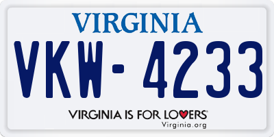 VA license plate VKW4233