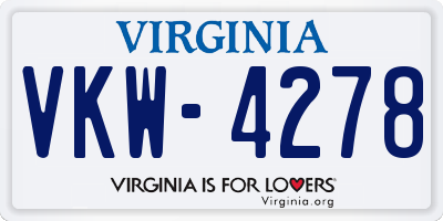 VA license plate VKW4278