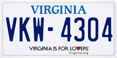 VA license plate VKW4304
