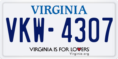 VA license plate VKW4307