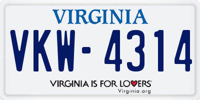 VA license plate VKW4314