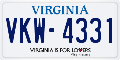 VA license plate VKW4331