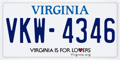 VA license plate VKW4346