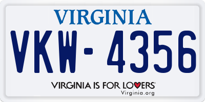 VA license plate VKW4356