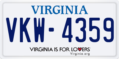 VA license plate VKW4359