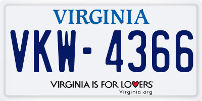 VA license plate VKW4366