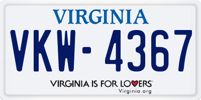 VA license plate VKW4367