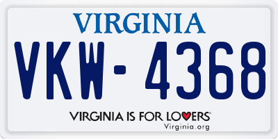 VA license plate VKW4368