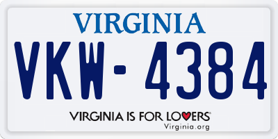 VA license plate VKW4384