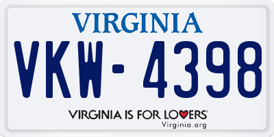 VA license plate VKW4398