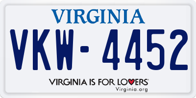 VA license plate VKW4452