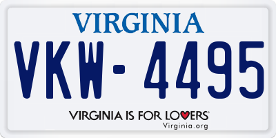 VA license plate VKW4495