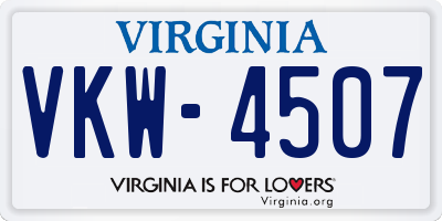 VA license plate VKW4507