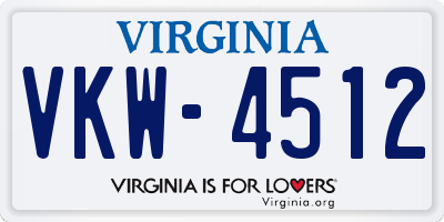 VA license plate VKW4512