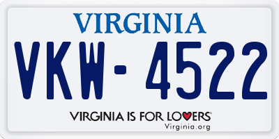 VA license plate VKW4522