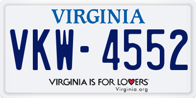 VA license plate VKW4552