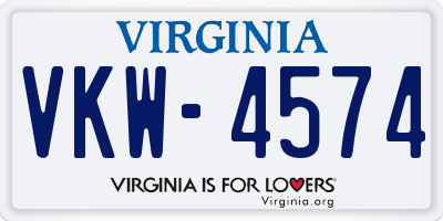 VA license plate VKW4574