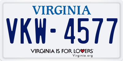 VA license plate VKW4577