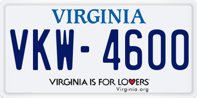 VA license plate VKW4600