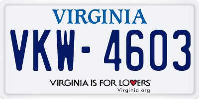 VA license plate VKW4603