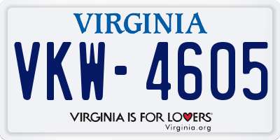 VA license plate VKW4605