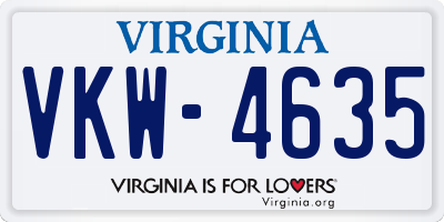 VA license plate VKW4635