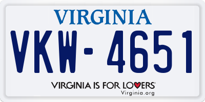 VA license plate VKW4651