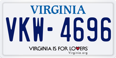 VA license plate VKW4696