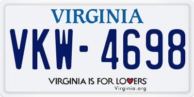 VA license plate VKW4698