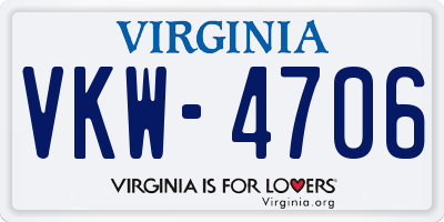 VA license plate VKW4706