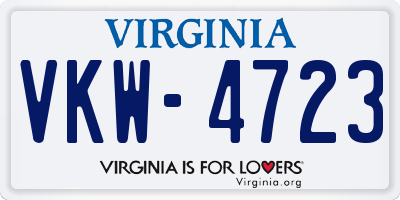 VA license plate VKW4723