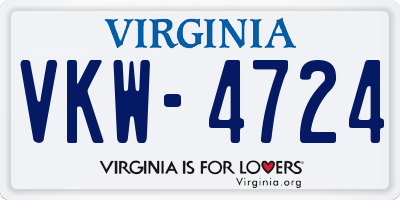VA license plate VKW4724