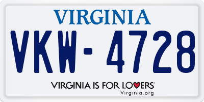 VA license plate VKW4728