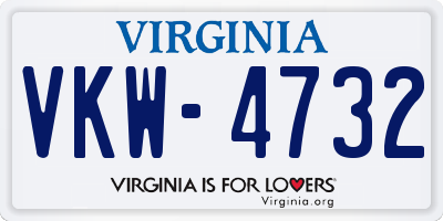 VA license plate VKW4732