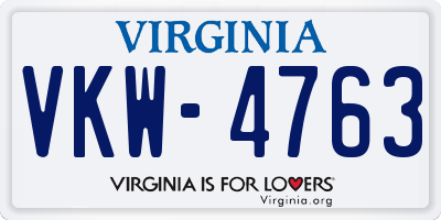 VA license plate VKW4763