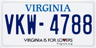 VA license plate VKW4788