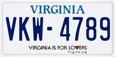 VA license plate VKW4789