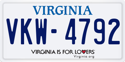 VA license plate VKW4792