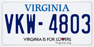 VA license plate VKW4803