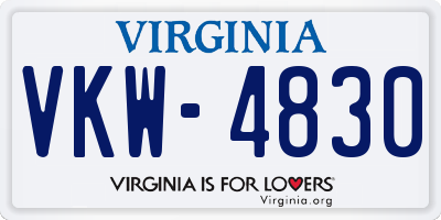 VA license plate VKW4830