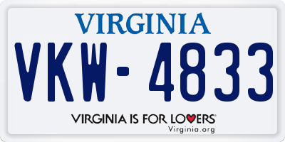 VA license plate VKW4833