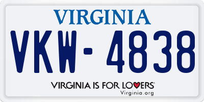 VA license plate VKW4838