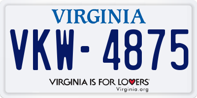 VA license plate VKW4875