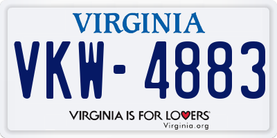 VA license plate VKW4883