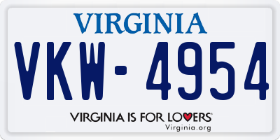 VA license plate VKW4954