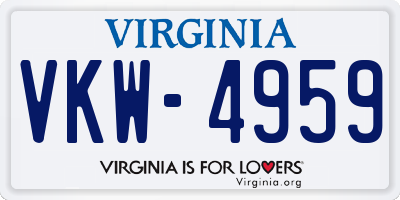 VA license plate VKW4959