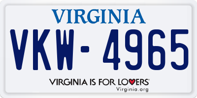 VA license plate VKW4965