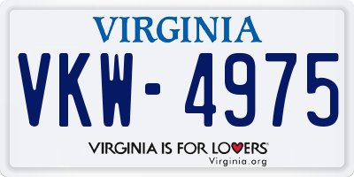 VA license plate VKW4975
